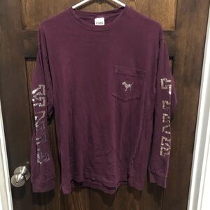 Pink Victoria’s Secret Long Sleeve maroon purple gold and silver sequins Shirt S